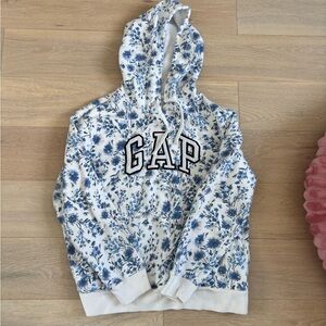 GAP White and Blue Floral Hoodie